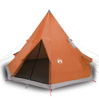 vidaXL Tent 4-persoons waterdicht verduisterend stof grijs en oranje