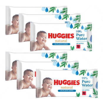 Huggies - Natural - 0% Plastic - Billendoekjes - 288 babydoekjes - 6 x 48