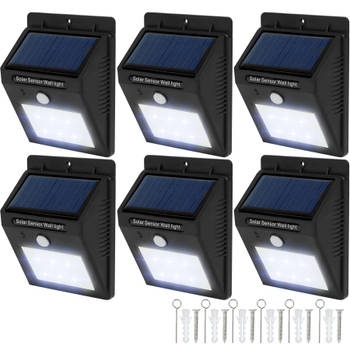 tectake® - 6* LED Solar tuinverlichting wandlamp bewegingssensor 401737