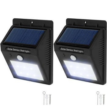tectake® - 2* LED Solar tuinverlichting wandlamp bewegingssensor 401735