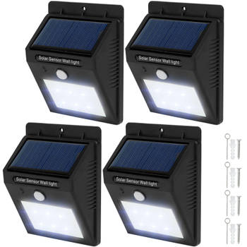 tectake® - 4 stuks LED Solar tuinverlichting wandlamp - bewegingssensor - zwart - 401736
