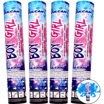 Gender Reveal Rookkanon Blauw Jongen - 4-pack - Confetti Kanon blauw - Confetti Shooter - Confetti & Rook - Gender Revea