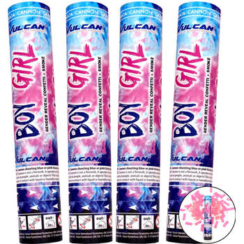 Gender Reveal Rookkanon Roze Meisje - 4-pack - Confetti Kanon - Feest Shooter - Gender Reveal Party - Confetti & Rook -