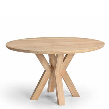 Giga Meubel - Eettafel Naturel Mangohout - Rond - 4-6 Personen - 130cm - Heleen