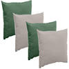 Bank/sier/tuin kussens voor binnen/buiten set 4x stuks olijfgroen/taupe 40 x 40 cm - Sierkussens