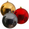 3x Grote kerstballen rood goud en zilver van 25 cm glans van kunststof - Kerstbal