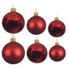 Glazen kerstballen pakket kerstrood glans/mat 16x stuks diverse maten - Kerstbal