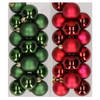 32x stuks kunststof kerstballen mix van donkergroen en donkerrood 4 cm - Kerstbal