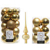 Kerstversiering kunststof kerstballen met piek goud 4-5-6 cm pakket van 43x stuks - Kerstbal