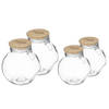 Set met 4x voorraadpotten 1,6L en 2,2L glas met houten deksel - Voorraadpot