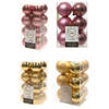 Kerstversiering kunststof kerstballen mix goud/ oud roze 4 en 6 cm pakket van 80x stuks - Kerstbal