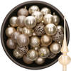 37x stuks kunststof kerstballen 6 cm incl. glazen piek champagne - Kerstbal