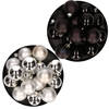 Kerstversiering kunststof kerstballen mix zwart/ zilver 4 en 6 cm pakket van 80x stuks - Kerstbal