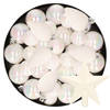 Kerstversiering kunststof kerstballen met piek parelmoer wit 6-8-10 cm pakket van 45x stuks - Kerstbal