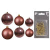 Groot pakket glazen kerstballen 50x oud roze glans/mat 4-6-8 cm incl haakjes - Kerstbal