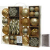 50x Gouden kerstballen en figuren 4-8-15 cm kunststof mix incl. ophanghaakjes - Kerstbal