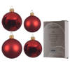 Glazen kerstballen pakket kerstrood glans/mat 38x stuks 4 en 6 cm inclusief haakjes - Kerstbal
