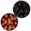 Kerstversiering kunststof kerstballen mix zwart/ terra bruin 4 en 6 cm pakket van 80x stuks - Kerstbal