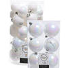 Decoris kerstballen 36x stuks parelmoer wit kunststof 4-5-6-8 cm - Kerstbal