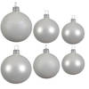 Glazen kerstballen pakket winter wit glans/mat 16x stuks diverse maten - Kerstbal