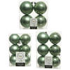 Kerstversiering kunststof kerstballen salie groen 6-8-10 cm pakket van 44x stuks - Kerstbal