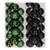 32x stuks kunststof kerstballen mix van donkergroen en zwart 4 cm - Kerstbal