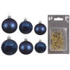 Groot pakket glazen kerstballen 50x donkerblauw glans/mat 4-6-8 cm incl haakjes - Kerstbal