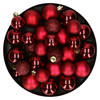 Kerstversiering kunststof kerstballen donkerrood 6-8-10 cm pakket van 46x stuks - Kerstbal