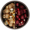 74x stuks kunststof kerstballen mix donkerrood en goud 6 cm - Kerstbal