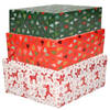 Bellatio Decorations - 9x luxe kerst cadeaupapier rollen in 3-stijlen - Cadeaupapier