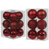 Kerstversiering kunststof kerstballen rood 6 en 8 cm pakket van 36x stuks - Kerstbal