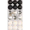 18x stuks kunststof kerstballen mix van zwart, parelmoer wit en zilver 8 cm - Kerstbal