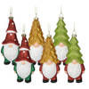 Kersthangers gnomes/dwergen - 6x st- 12,5cm -kunststof -kerstornament - Kersthangers