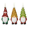 Kersthangers gnomes/dwergen - 3x st- 12,5cm -kunststof -kerstornament - Kersthangers