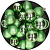28x stuks kunststof kerstballen groen 4 en 6 cm - Kerstbal