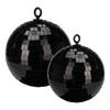 Grote discobal kerstballen - 2x stuks - zwart - 15 en 18 cm - kunststof - Kerstbal