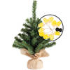 Mini kerstboom - groen - met bierpullen verlichting - H45 cm - Kunstkerstboom