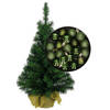 Mini kerstboom/kunst kerstboom H35 cm inclusief kerstballen groen - Kunstkerstboom