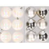 12x stuks kunststof kerstballen mix van parelmoer wit en zilver 8 cm - Kerstbal