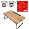 Bedtafel en Koffiebeker set - Mr Right en Mrs Always Right - Valentijn cadeautje voor hem / haar - Dienbladen