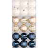 18x stuks kunststof kerstballen mix van donkerblauw, champagne en wit 8 cm - Kerstbal