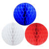 Kerstversiering set van 6x papieren kerstballen 10 cm blauw wit en rood - Kerstbal