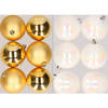 12x stuks kunststof kerstballen mix van goud en parelmoer wit 8 cm - Kerstbal