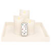 Houten kaarsenonderbord/plateau met LED kaarsen set 3 stuks wit - Kaarsenplateaus