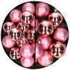 28x stuks kunststof kerstballen bubblegum roze 4 en 6 cm - Kerstbal