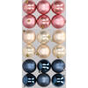 18x stuks kunststof kerstballen mix van donkerblauw, champagne en oudroze 8 cm - Kerstbal