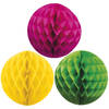 Kerstversiering set van 6x papieren kerstballen 10 cm groen geel en fuchsia roze - Kerstbal