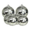 Grote discobal kerstballen - 6x stuks - zilver - 8 en 10 cm - kunststof - Kerstbal
