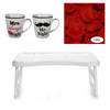 Bedtafel en Koffiebeker set - Mr Right en Mrs Always Right - Valentijn cadeautje voor hem / haar - Dienbladen