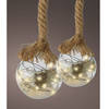 Verlichte kerstballen - D10 en D20 cm - glas - aan touw - warm wit - kerstverlichting figuur